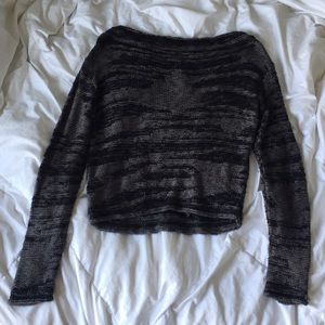 Aquamar Sweaters - Aquamar Black and Gray Knit Cropped Sweater Aquamar Sweaters - Aquamar Black and Gray Knit Cropped Sweater